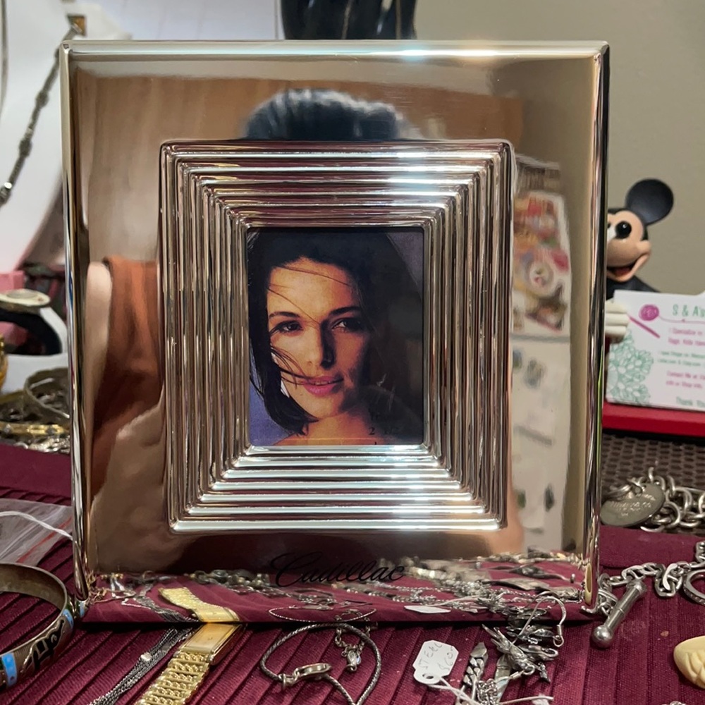 ❤️Vtg Cadillac Wallet Size Photo Silver Tone Frame❤️